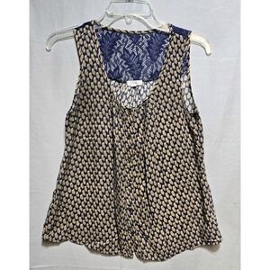 MINE Women's ‎ Tank Owl Print  M Navy Blue